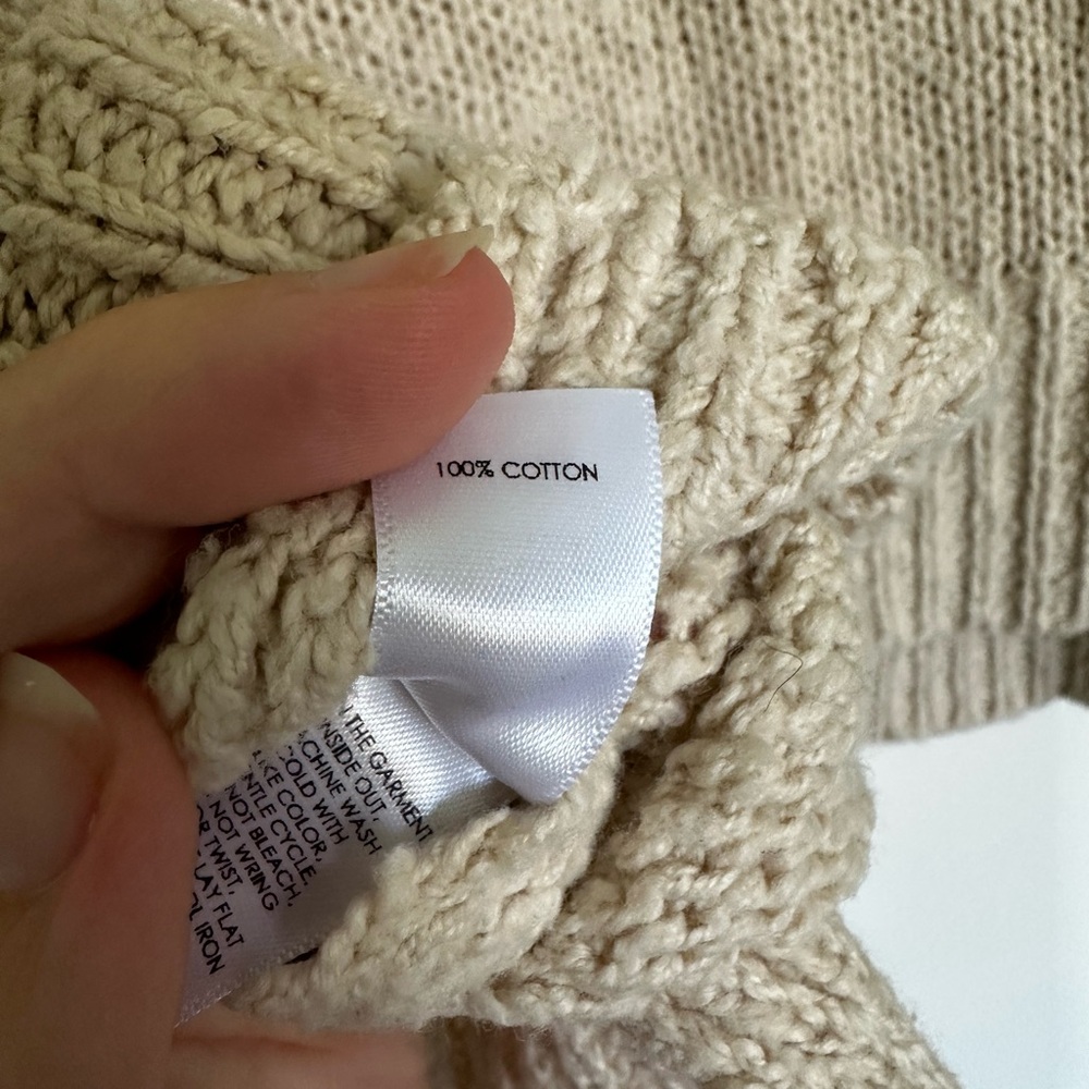 Unsubscribed Tan Oversized Knit Hoodie Sweater | Cozy Neutral | Women’s Medium - Picture 7 of 12